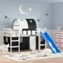 Kinderhochbett mit schwarz-weißem Kiefernholztunnel 80x200 cm von , Betten und Lattenroste - Ref: Foro24-3207039, Preis: 289,...