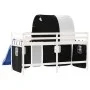 Cama alta niños con túnel madera pino blanco negro 80x200 cm de , Camas y somieres - Ref: Foro24-3207039, Precio: 289,01 €, D...