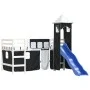 Cama alta niños con torre madera pino blanco negro 80x200 cm de , Camas y somieres - Ref: Foro24-3207066, Precio: 301,96 €, D...