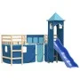 Hochbett für Kinder mit blauem Kiefernholzturm 80x200 cm von , Betten und Lattenroste - Ref: Foro24-3207064, Preis: 291,99 €,...