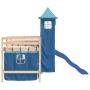 Hochbett für Kinder mit blauem Kiefernholzturm 80x200 cm von , Betten und Lattenroste - Ref: Foro24-3207064, Preis: 283,24 €,...