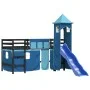 Hochbett für Kinder mit blauem Kiefernholzturm 90x200 cm von , Betten und Lattenroste - Ref: Foro24-3207079, Preis: 303,48 €,...