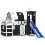 Cama alta niños con torre madera pino blanco negro 80x200 cm de , Camas y somieres - Ref: Foro24-3207093, Precio: 301,64 €, D...