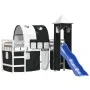 Cama alta niños con torre madera pino blanco negro 80x200 cm de , Camas y somieres - Ref: Foro24-3207093, Precio: 301,64 €, D...