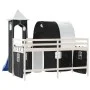 Cama alta niños con torre madera pino blanco negro 80x200 cm de , Camas y somieres - Ref: Foro24-3207093, Precio: 301,64 €, D...