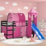 Cama alta para niños con torre madera pino rosa 80x200 cm de , Camas y somieres - Ref: Foro24-3207098, Precio: 308,08 €, Desc...