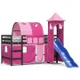 Cama alta para niños con torre madera pino rosa 80x200 cm de , Camas y somieres - Ref: Foro24-3207098, Precio: 303,50 €, Desc...