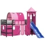 Cama alta para niños con torre madera pino rosa 80x200 cm de , Camas y somieres - Ref: Foro24-3207098, Precio: 303,50 €, Desc...
