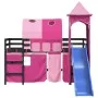 Cama alta para niños con torre madera pino rosa 80x200 cm de , Camas y somieres - Ref: Foro24-3207098, Precio: 303,50 €, Desc...