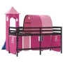 Cama alta para niños con torre madera pino rosa 80x200 cm de , Camas y somieres - Ref: Foro24-3207098, Precio: 303,50 €, Desc...