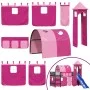Cama alta para niños con torre madera pino rosa 80x200 cm de , Camas y somieres - Ref: Foro24-3207098, Precio: 303,50 €, Desc...