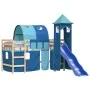 Cama alta para niños con torre madera pino azul 80x200 cm de , Camas y somieres - Ref: Foro24-3207091, Precio: 306,60 €, Desc...