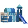 High bed for children with blue pine wood tower 80x200 cm by , Beds and slatted bases - Ref: Foro24-3207091, Price: 299,29 €,...