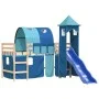 Cama alta para niños con torre madera pino azul 80x200 cm de , Camas y somieres - Ref: Foro24-3207091, Precio: 306,60 €, Desc...