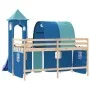 Cama alta para niños con torre madera pino azul 80x200 cm de , Camas y somieres - Ref: Foro24-3207091, Precio: 306,60 €, Desc...