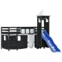 Cama alta niños con torre madera pino blanco negro 90x190 cm de , Camas y somieres - Ref: Foro24-3207087, Precio: 302,84 €, D...