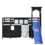 Cama alta niños con torre madera pino blanco negro 90x190 cm de , Camas y somieres - Ref: Foro24-3207087, Precio: 302,84 €, D...