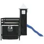 Cama alta niños con torre madera pino blanco negro 90x190 cm de , Camas y somieres - Ref: Foro24-3207087, Precio: 302,84 €, D...
