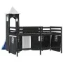 Cama alta niños con torre madera pino blanco negro 90x190 cm de , Camas y somieres - Ref: Foro24-3207087, Precio: 302,84 €, D...