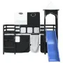Cama alta niños con torre madera pino blanco negro 90x190 cm de , Camas y somieres - Ref: Foro24-3207114, Precio: 302,35 €, D...