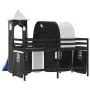 Cama alta niños con torre madera pino blanco negro 90x190 cm de , Camas y somieres - Ref: Foro24-3207114, Precio: 302,35 €, D...