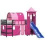 Cama alta para niños con torre madera pino rosa 90x190 cm de , Camas y somieres - Ref: Foro24-3207116, Precio: 310,49 €, Desc...