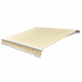 Motorized folding awning 400 cm yellow and white by vidaXL, Awnings - Ref: Foro24-275559, Price: 691,31 €, Discount: %