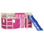 Cama alta para niños con cortinas madera pino rosa 80x200 cm de , Camas y somieres - Ref: Foro24-3207011, Precio: 265,66 €, D...