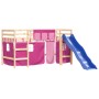 Hochbett für Kinder mit rosa Kiefernholzvorhängen 80x200 cm von , Betten und Lattenroste - Ref: Foro24-3207011, Preis: 265,66...