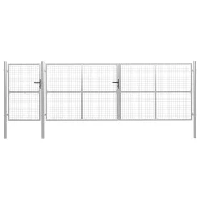 Puerta de jardín de acero plateado 500x150 cm de vidaXL, Puertas de jardín - Ref: Foro24-144355, Precio: 883,45 €, Descuento: %
