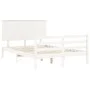 Double bed frame with white solid wood headboard by , Beds and slatted bases - Ref: Foro24-3195197, Price: 153,59 €, Discount: %
