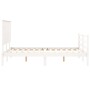 Double bed frame with white solid wood headboard by , Beds and slatted bases - Ref: Foro24-3195197, Price: 158,01 €, Discount: %