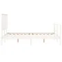 Double bed frame with white solid wood headboard by , Beds and slatted bases - Ref: Foro24-3195197, Price: 153,59 €, Discount: %