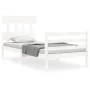 White solid wood bed frame with headboard by , Beds and slatted bases - Ref: Foro24-3195122, Price: 96,45 €, Discount: %