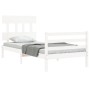 Weißer Bettrahmen aus Massivholz mit Kopfteil von , Betten und Lattenroste - Ref: Foro24-3195122, Preis: 99,70 €, Rabatt: %
