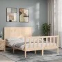 Bed frame with solid wood headboard 140x190 cm by , Beds and slatted bases - Ref: Foro24-3192601, Price: 153,00 €, Discount: %