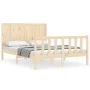 Bed frame with solid wood headboard 140x190 cm by , Beds and slatted bases - Ref: Foro24-3192601, Price: 153,00 €, Discount: %