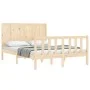 Bed frame with solid wood headboard 140x190 cm by , Beds and slatted bases - Ref: Foro24-3192601, Price: 153,00 €, Discount: %
