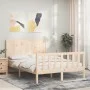 Bed frame with solid wood headboard 140x190 cm by , Beds and slatted bases - Ref: Foro24-3192601, Price: 153,00 €, Discount: %