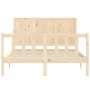 Bed frame with solid wood headboard 140x190 cm by , Beds and slatted bases - Ref: Foro24-3192601, Price: 153,00 €, Discount: %