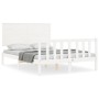 Estructura cama de matrimonio con cabecero madera maciza blanco de , Camas y somieres - Ref: Foro24-3193377, Precio: 157,84 €