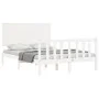Double bed frame with white solid wood headboard by , Beds and slatted bases - Ref: Foro24-3193377, Price: 162,91 €, Discount: %