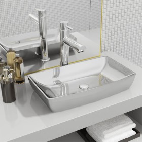 Lavabo 71x38x13,5 cm cerámica plateado de vidaXL, Lavabos - Ref: Foro24-143479, Precio: 98,48 €, Descuento: %