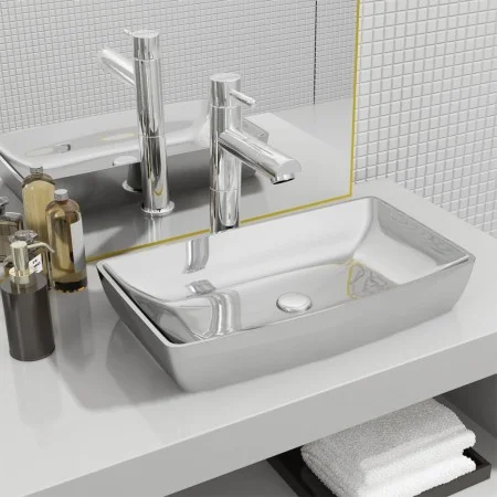 Washbasin 71x38x13.5 cm silver ceramic by vidaXL, Sinks - Ref: Foro24-143479, Price: 97,30 €, Discount: %