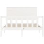 Double bed frame with white solid wood headboard by , Beds and slatted bases - Ref: Foro24-3193377, Price: 157,93 €, Discount: %