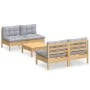 Juego de muebles de jardín 5 pzas y cojines madera pino gris de , Conjuntos de jardín - Ref: Foro24-3096003, Precio: 364,43 €...