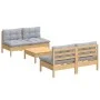 Juego de muebles de jardín 5 pzas y cojines madera pino gris de , Conjuntos de jardín - Ref: Foro24-3096003, Precio: 364,43 €...