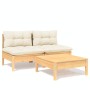 Muebles de jardín 3 piezas cojines madera de pino crema de , Conjuntos de jardín - Ref: Foro24-3095998, Precio: 223,96 €
