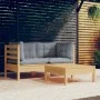 3-piece garden furniture set with pine wood cushions by , Garden sets - Ref: Foro24-3096015, Price: 227,96 €, Discount: %