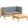 3-teiliges Gartenmöbel-Set mit Kissen aus Kiefernholz von , Gartensets - Ref: Foro24-3096015, Preis: 227,96 €, Rabatt: %
